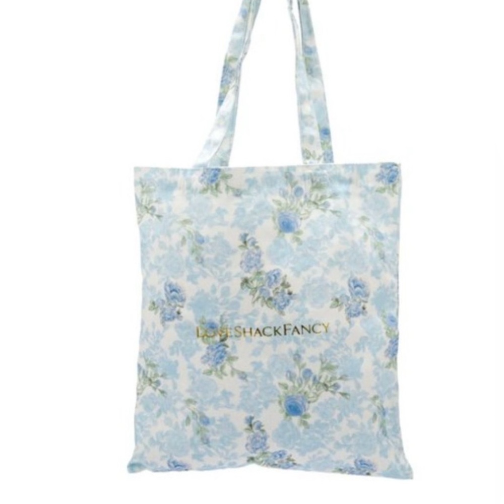 LoveShackFancy Blue and White Floral Tote